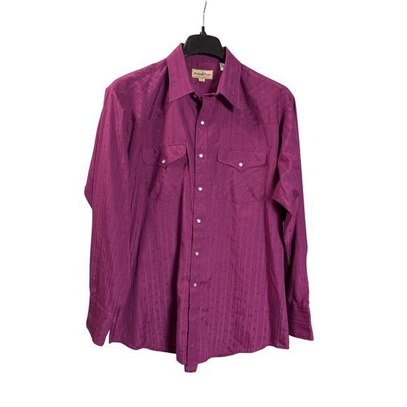 Vintage Mens Northern Plains Purple Western Pearl Snap Shirt 17-17.5 35/36 - Picture 1 of 4